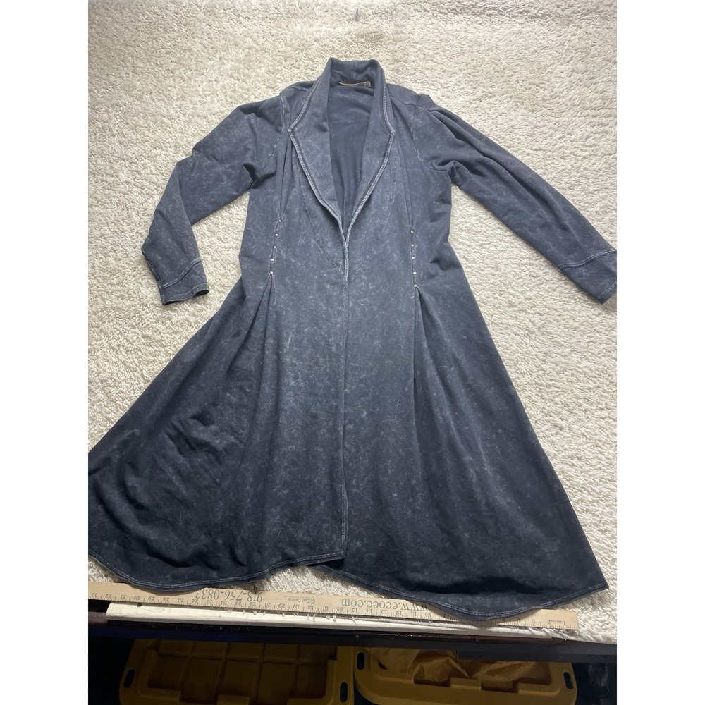 TESTIMONY Victorian Jacket Womens Sz M Black Acid Wash French Terry EUC